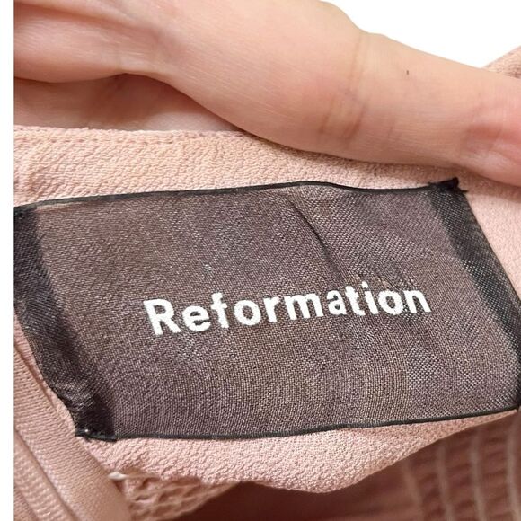 Reformation Elyse Mini Dress Women’s Size 2 Pink Floral Ruffle Straps Summer - Picture 8 of 8